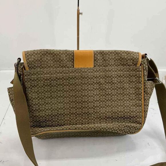Coach Designer Tan Signature Jacquard Leather Messenger Laptop Bag Briefcase - Picture 3 of 5